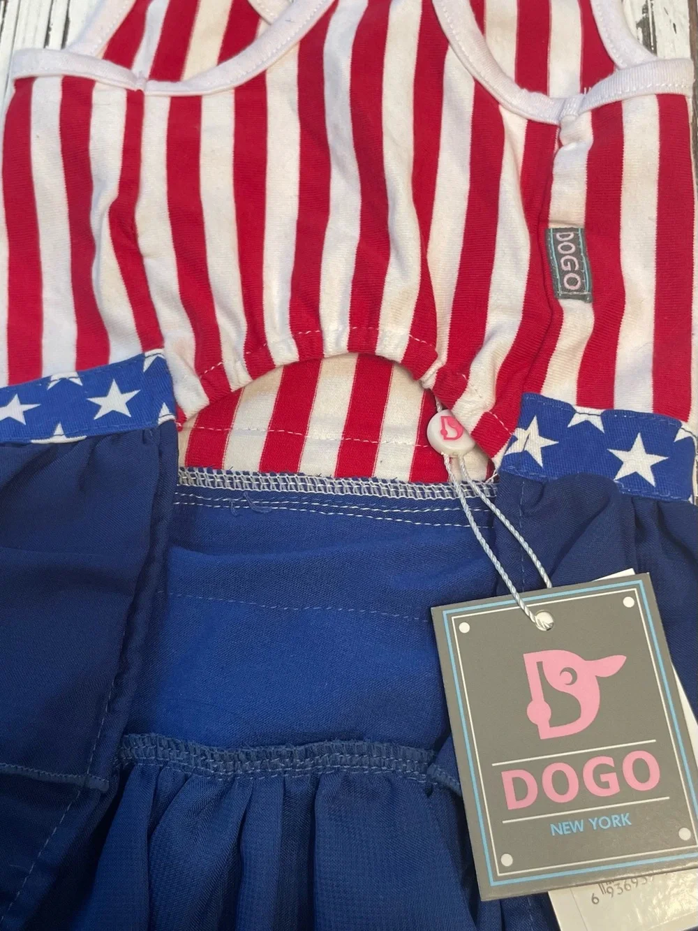 Patriotic Red, White & Blue Ruffle Dog Dress XLg